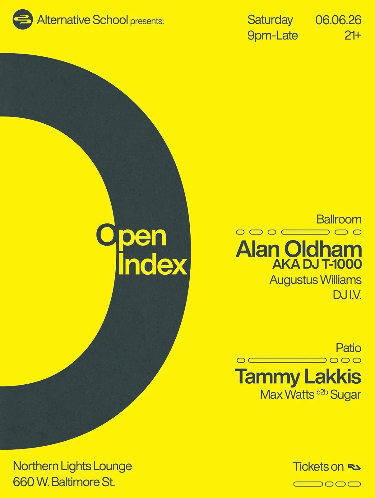 Open Index flyer — Northern Lights Lounge, Detroit, June 6 2026